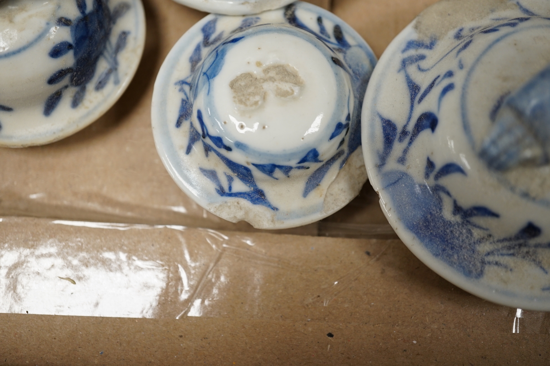 A collection of 18th - early 20th century Chinese blue and white porcelain vases, jars and spare covers, together with some Japanese blue and white ceramics, tallest 21cm